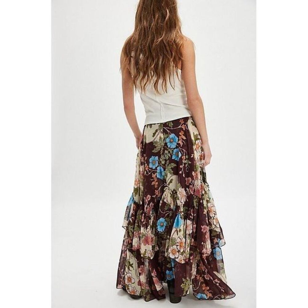 New Free People Palermo Villa Chiffon Maxi Skirt Size 2 - Picture 2 of 8